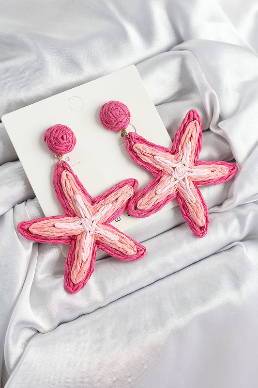 BKP10899 - Pirinç Pembe Deniz Yıldızı Model Gold Renk Kadın Hasır Küpe