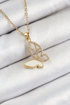 BKO10359 - 316L Çelik Zirkon Taşlı Kelebek Model Gold Renk Kadın Kolye