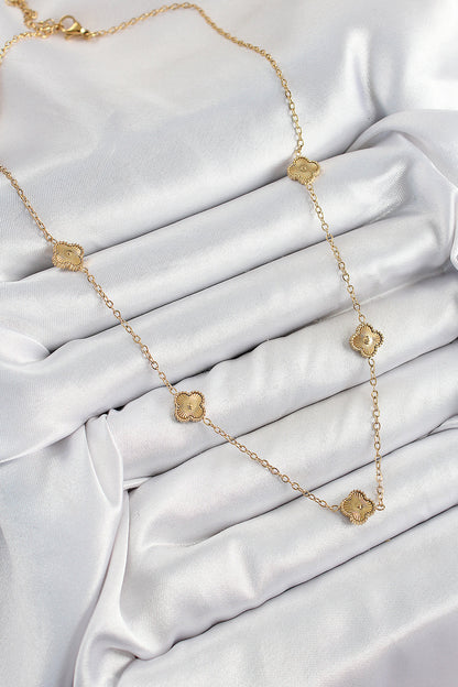 316L Çelik Yonca Model Gold Renk Kadın Kolye - BKO10378