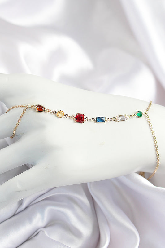 SN684 - Pirinç Renkli Zirkon Taşlı Y Model Gold Renk Kadın Şahmeran