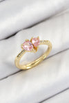 BYK3802 - Pirinç Zirkon Taşlı Pembe Kalp Model Gold Renk Kadın Yüzük
