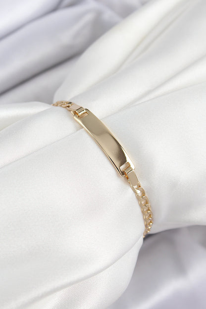 BB7434 - Pirinç Dikdörtgen Model Gold Renk Xuping Bebek Künyesi