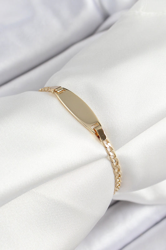BB7435 - Pirinç Oval Model Gold Renk Xuping Bebek Künyesi