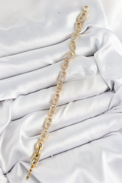 BB7517 - Pirinç Zirkon Taşlı Messika Model Gold Renk VIP Seri Kadın Bileklik