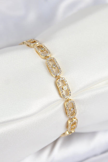 Pirinç Zirkon Taşlı Messika Model Gold Renk VIP Seri Kadın Bileklik - BB7517