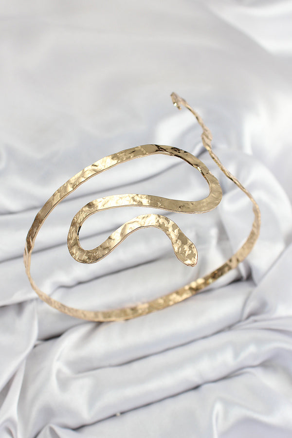 BB7524 - Pirinç Yılan Model Gold Renk Kadın Pazu Bileklik