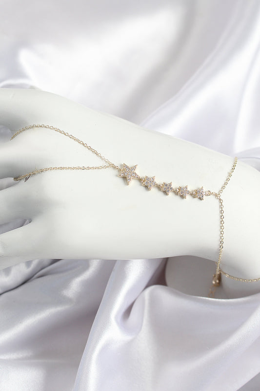 SN687 - Pirinç Zirkon Taşlı Yıldız Model Gold Renk Kadın Şahmeran