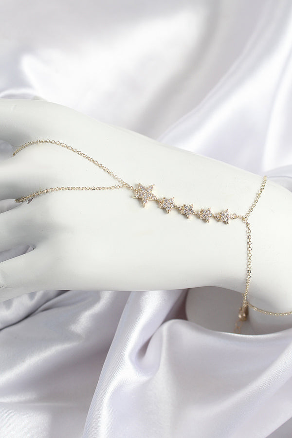 SN687 - Pirinç Zirkon Taşlı Yıldız Model Gold Renk Kadın Şahmeran