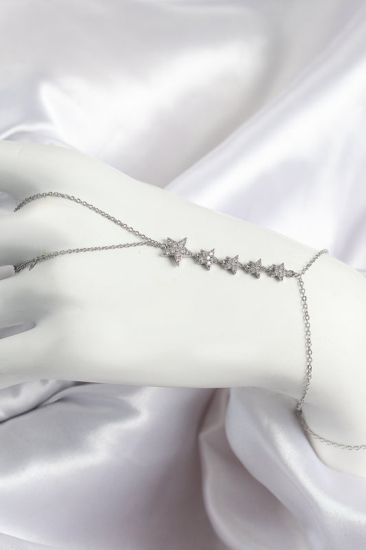 SN688 - Pirinç Zirkon Taşlı Yıldız Model Gümüş Renk Kadın Şahmeran