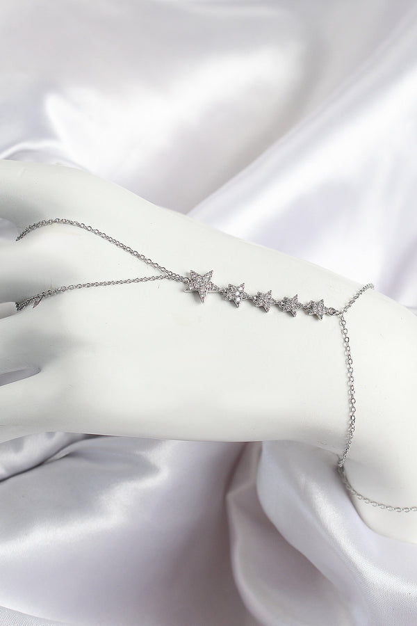 SN688 - Pirinç Zirkon Taşlı Yıldız Model Gümüş Renk Kadın Şahmeran