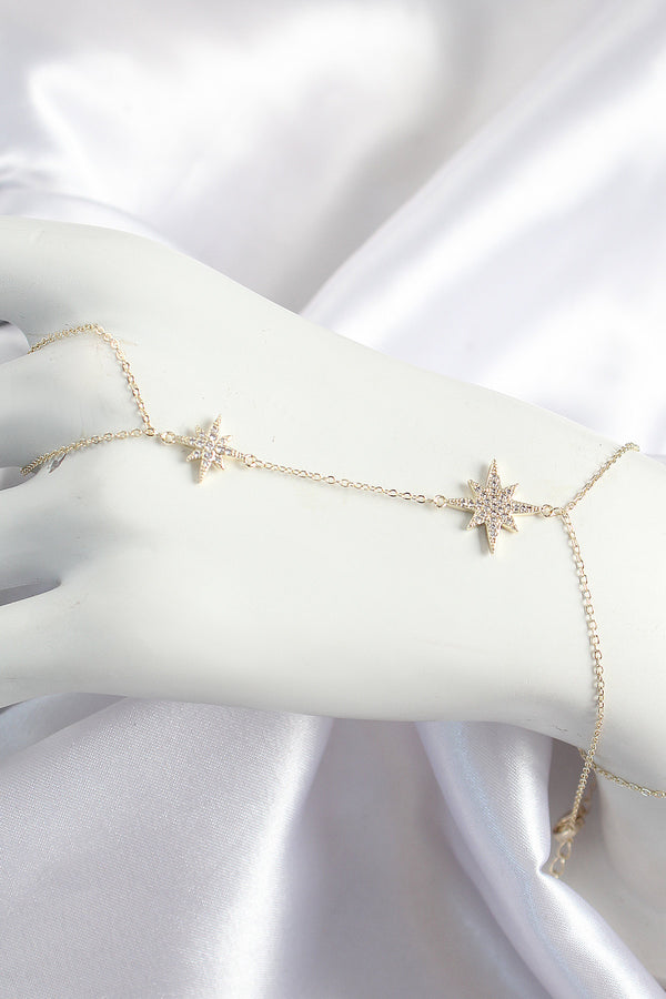 SN705 - Pirinç Zirkon Taşlı Kutup Yıldızı Model Gold Renk Kadın Şahmeran