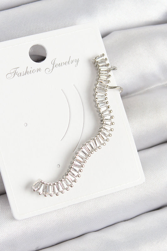 BKP10986 - Pirinç Su Yolu Model Gümüş Renk Sağ Kıkırdak Küpe