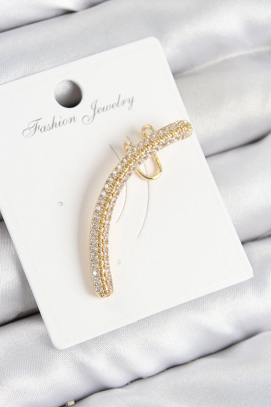 BKP10992 - Pirinç Zirkon Taşlı Model Gold Renk Sağ Kıkırdak Küpe