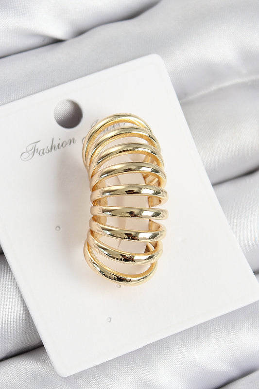 Pirinç Yay Model Gold Renk Sağ Kıkırdak Küpe - BKP10994