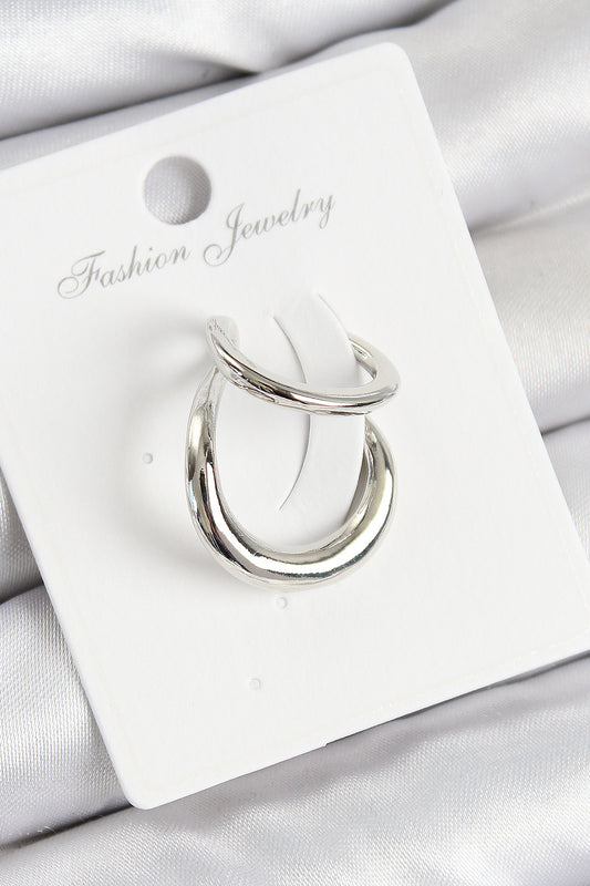 BKP10997 - Pirinç Halka Model Gümüş Renk Sağ Kıkırdak Küpe