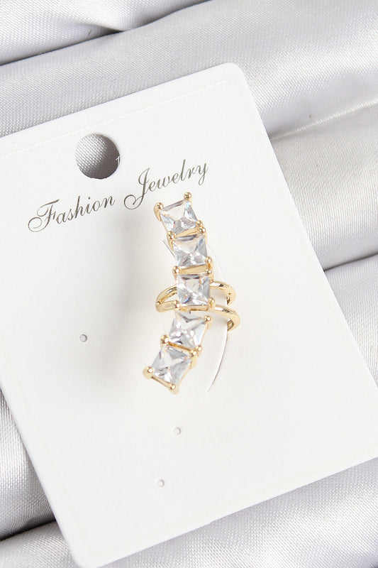 BKP11000 - Pirinç Zirkon Taşlı Model Gold Renk Sağ Kıkırdak Küpe