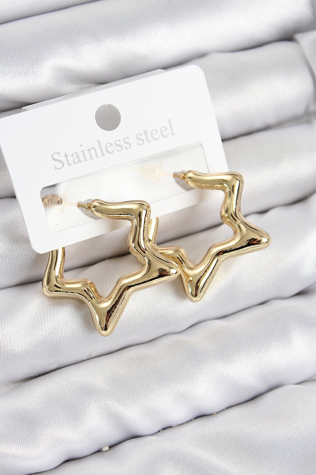 Pirinç Yıldız Model Gold Renk Kadın Küpe - BKP11012