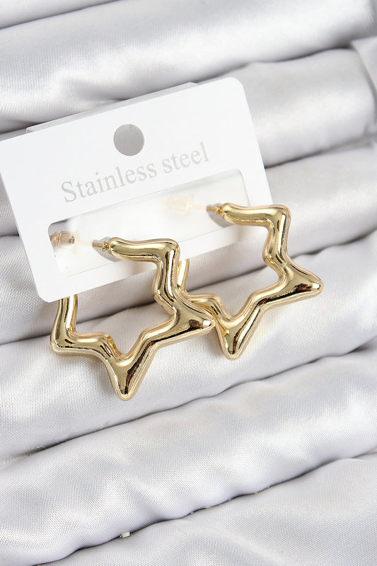 Pirinç Yıldız Model Gold Renk Kadın Küpe - BKP11012