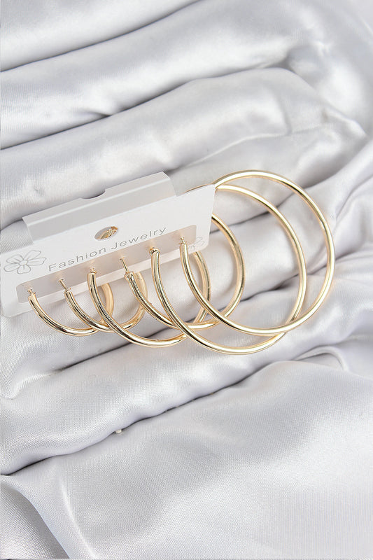 Pirinç Halka Model Gold Renk Kadın Set Küpe - BKP11041