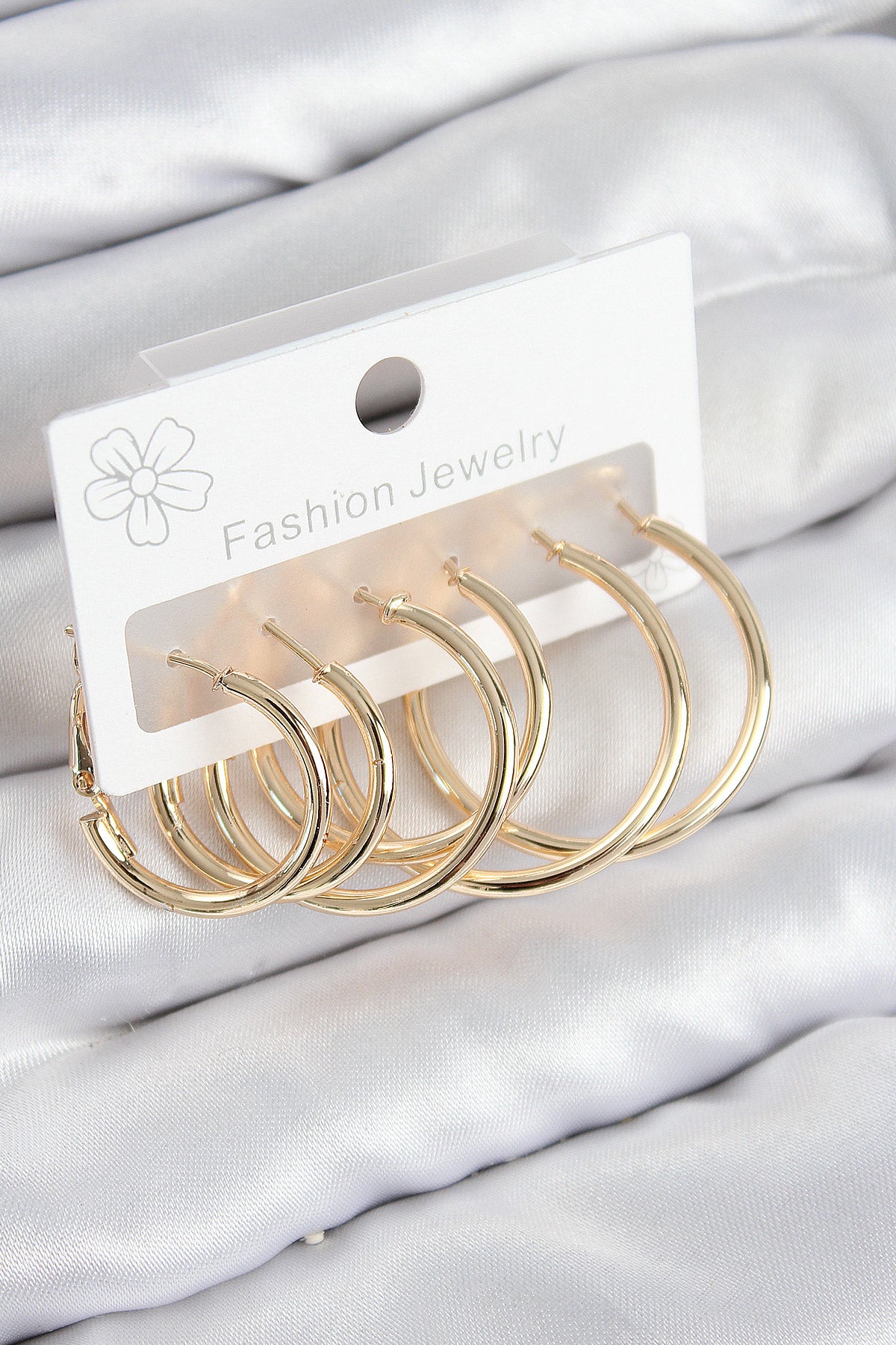 Pirinç Halka Model Gold Renk Kadın Set Küpe - BKP11045