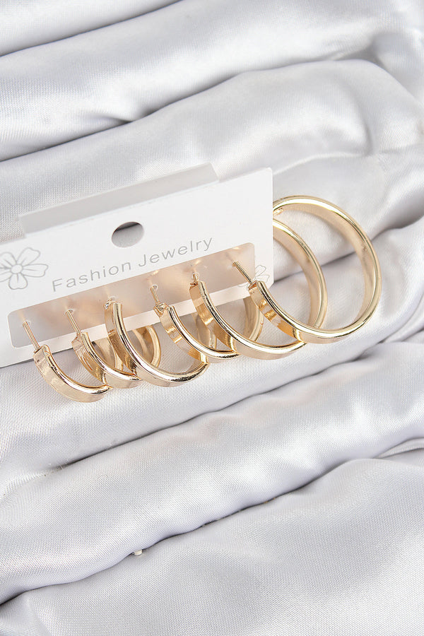 BKP11049 - Pirinç Halka Model Gold Renk Kadın Set Küpe