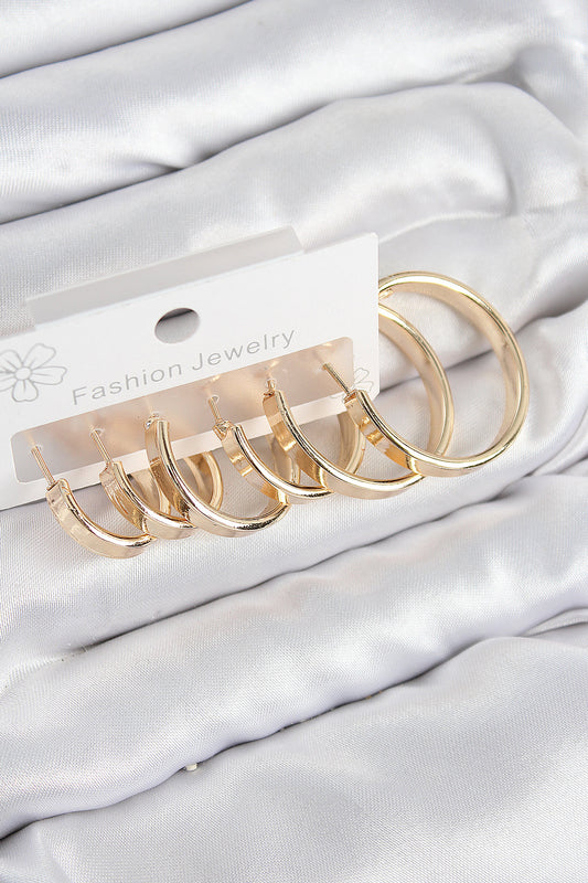 Pirinç Halka Model Gold Renk Kadın Set Küpe - BKP11049