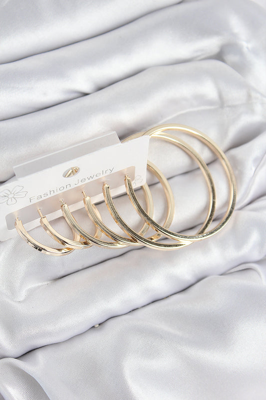 Pirinç Halka Model Gold Renk Kadın Set Küpe - BKP11051