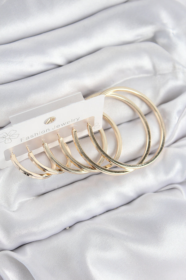 BKP11051 - Pirinç Halka Model Gold Renk Kadın Set Küpe