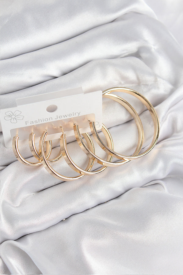 BKP11055 - Pirinç Halka Model Gold Renk Kadın Set Küpe