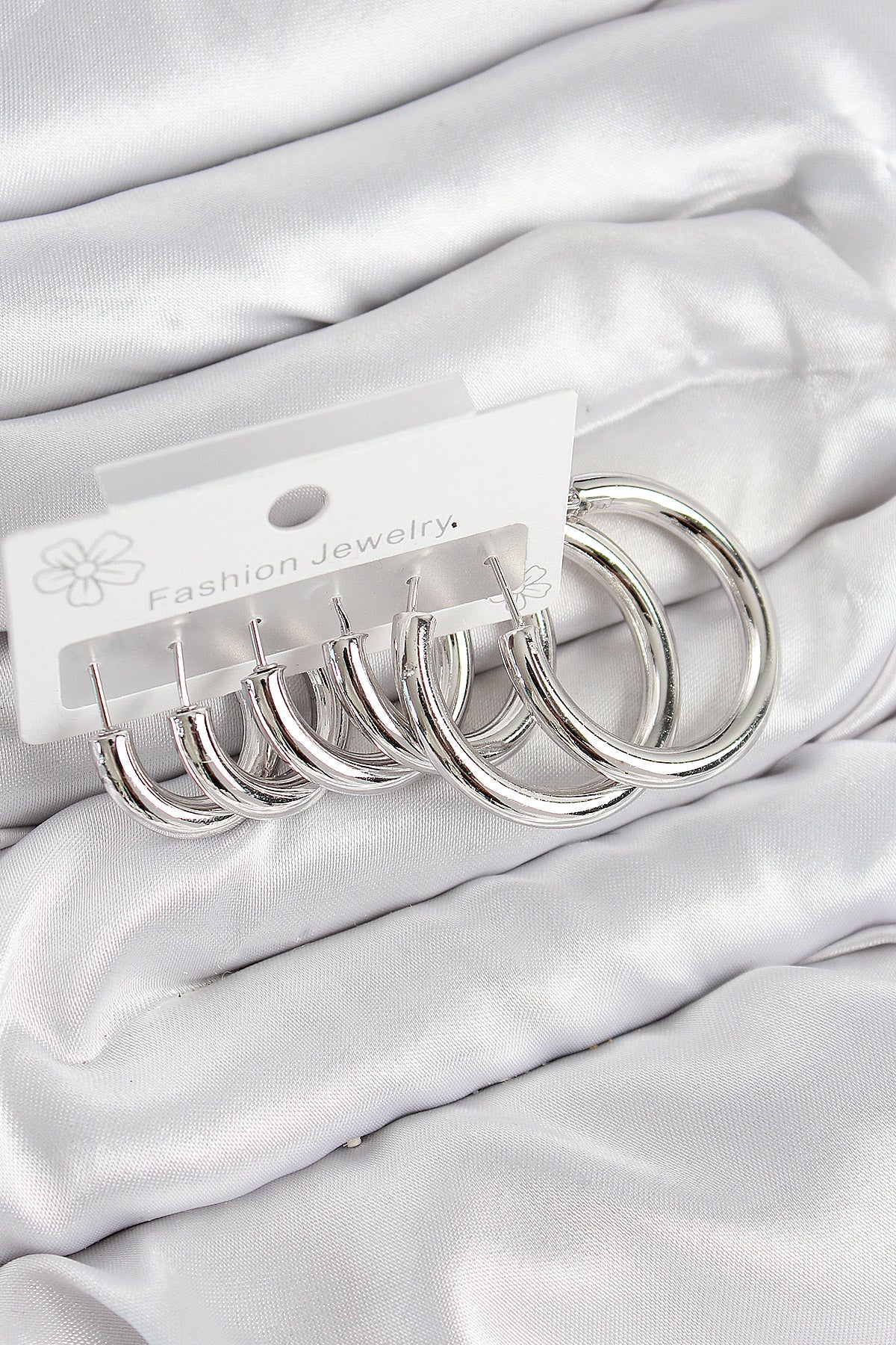 Pirinç Halka Model Gümüş Renk Kadın Set Küpe - BKP11056