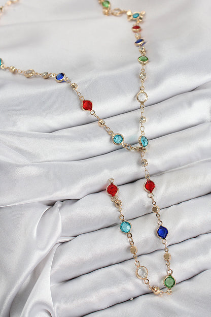 Pirinç Renkli Zirkon Taşlı Model Gold Renk Kadın Y Kolye - BKO10434
