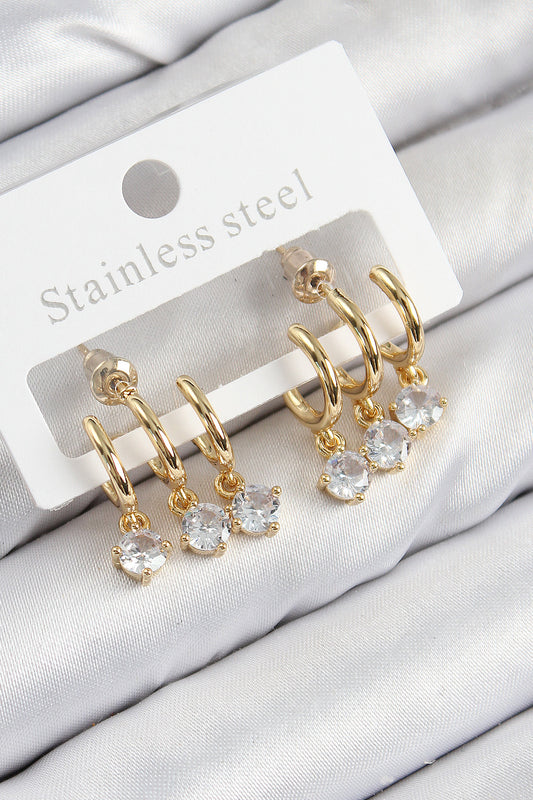 BKP11097 - Pirinç Sallantılı Zirkon Taşlı Model Gold Renk Kadın Küpe