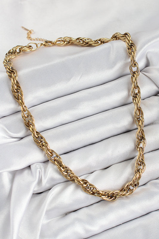 316L Çelik Halat Model Gold Renk Kadın Kolye - BKO10481