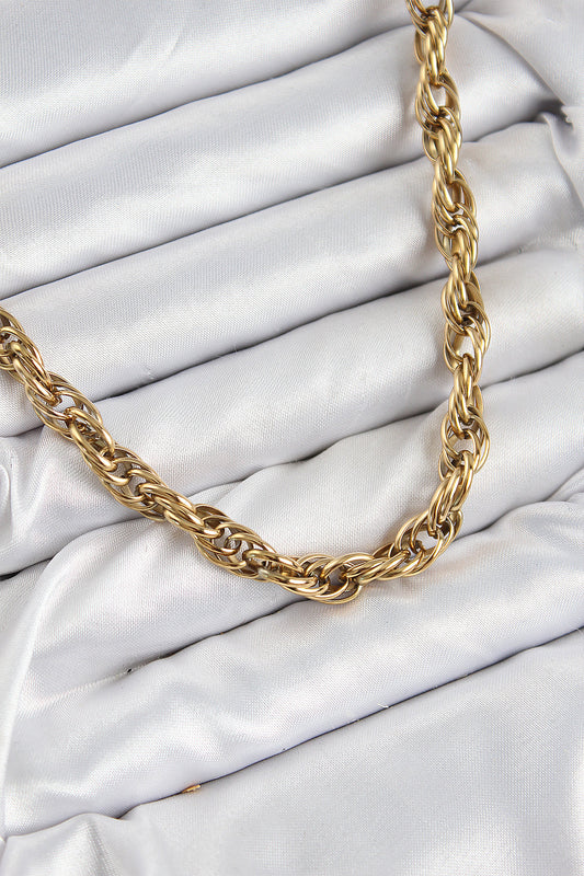 316L Çelik Halat Model Gold Renk Kadın Kolye - BKO10481