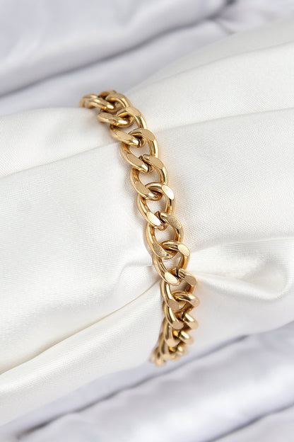 BB7788 - 316L Çelik Klasik Kalın Zincir Model Gold Renk Kadın Bileklik