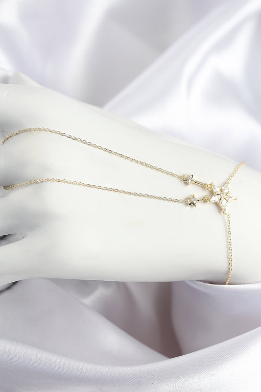 SN710 - Pirinç Zirkon Taşlı Yıldız Model Gold Renk Şahmeran