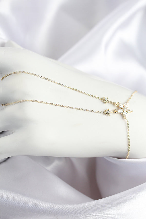 SN710 - Pirinç Zirkon Taşlı Yıldız Model Gold Renk Şahmeran