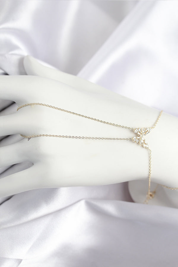 SN717 - Pirinç Zirkon Taşlı Kelebek Model Gold Renk Şahmeran