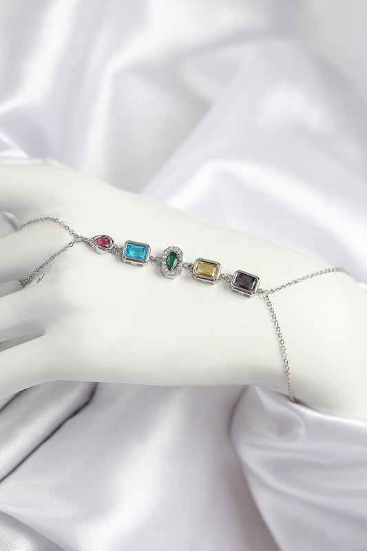 SN724 - Pirinç Renkli Zirkon Taşlı Model Gümüş Renk Şahmeran