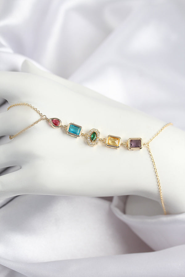 SN725 - Pirinç Renkli Zirkon Taşlı Model Gold Renk Şahmeran