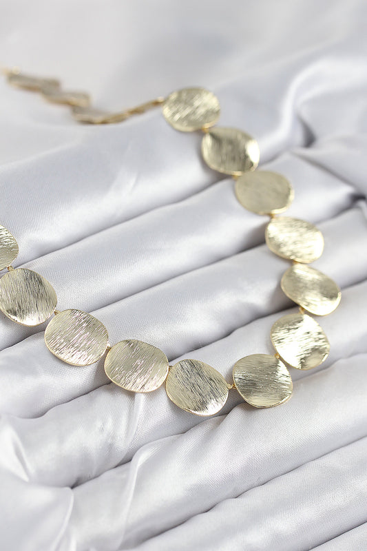 BKO10488 - Pirinç Sıralı Para Model Gold Renk Kadın Kolye