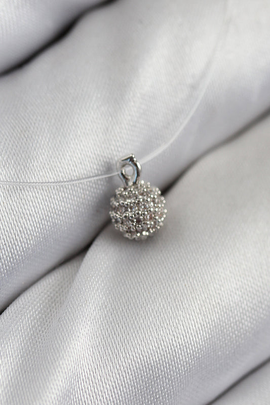 BKO10502 - Misineli Topcuk Model Gümüş Renk Hayalet Kolye