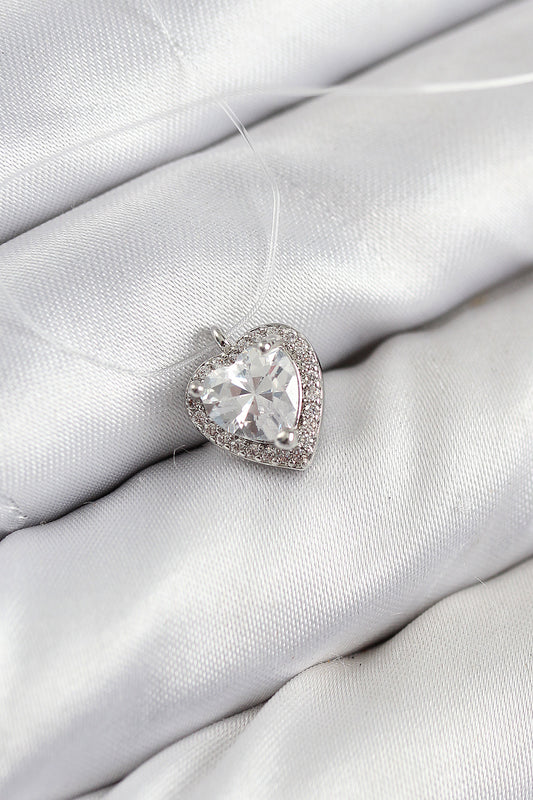 BKO10503 - Misineli Kalp Model Gümüş Renk Hayalet Kolye