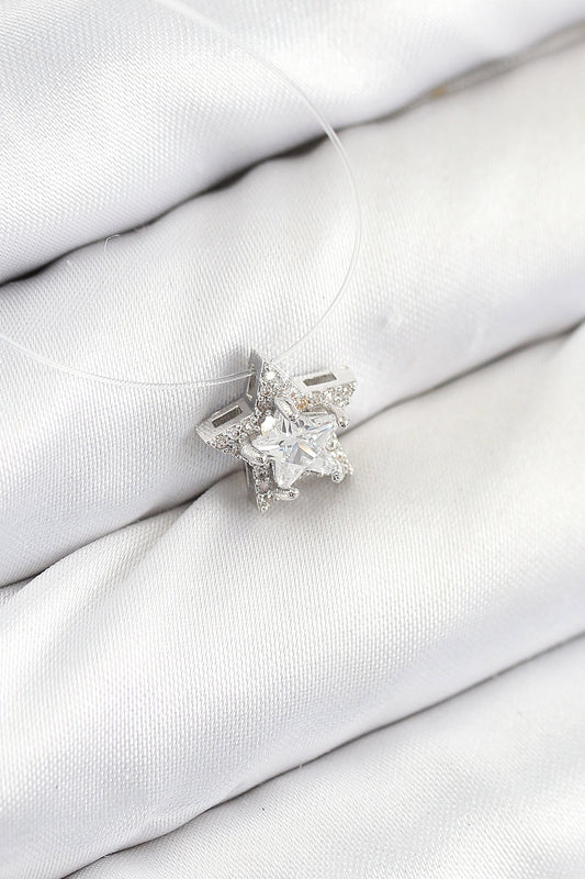 BKO10504 - Misineli Yıldız Model Gümüş Renk Hayalet Kolye