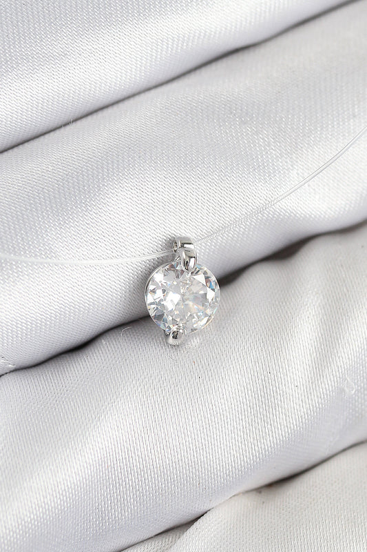 BKO10505 - Misineli Zirkon Taşlı Model Gümüş Renk Hayalet Kolye