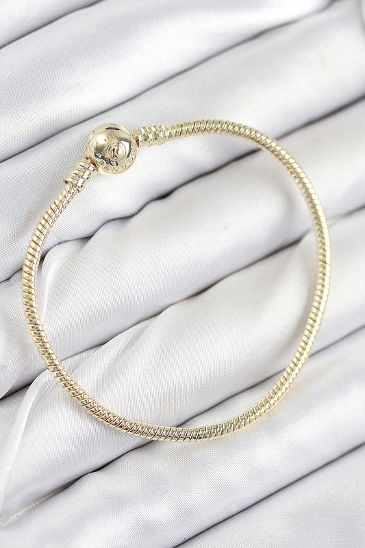 BB7807 - Pirinç Charm Topcuk Model Gold Renk Kadın Bileklik