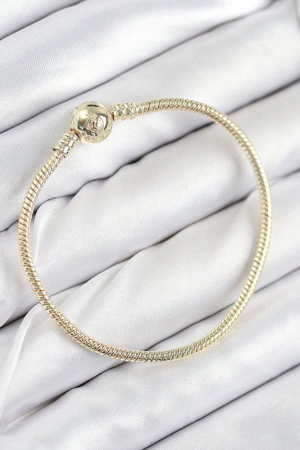 BB7807 - Pirinç Charm Topcuk Model Gold Renk Kadın Bileklik