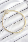 BB7809 - Pirinç Charm Zirkon Taşlı Kalp Model Gold Renk Kadın Bileklik