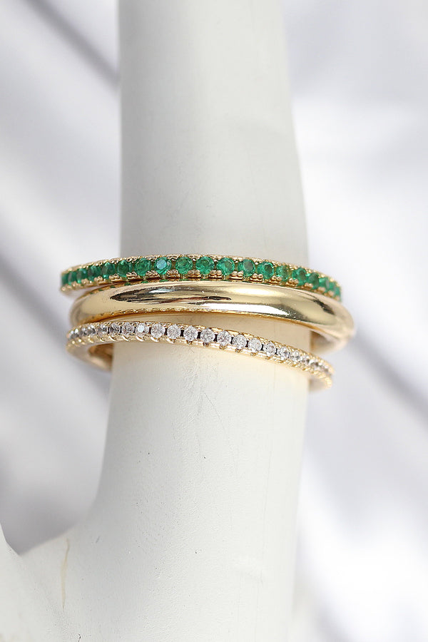 BYK3831 - Pirinç Gold Renk Zirkon Taşlı 4'Lü Kadın Yüzük