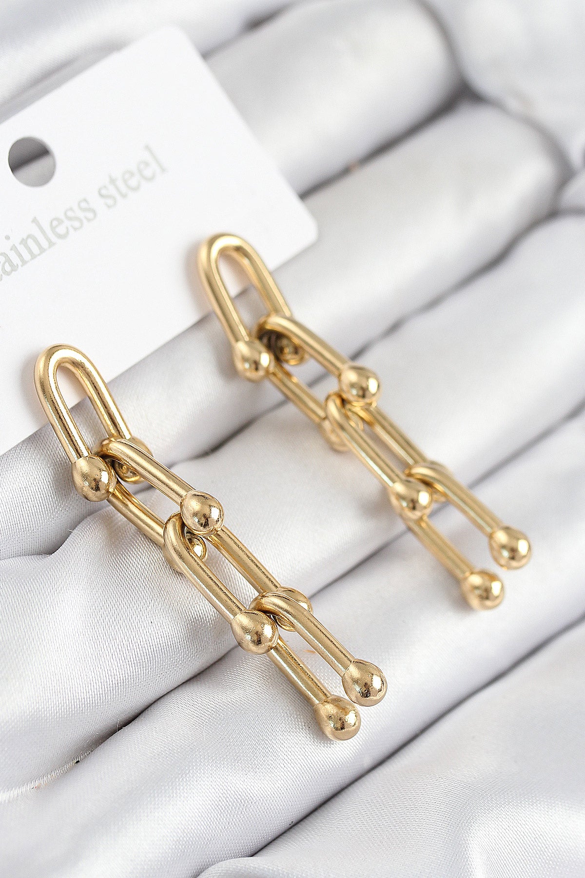 316L Çelik Sallantılı Tifany Model Gold Renk Kadın Küpe - BKP11213